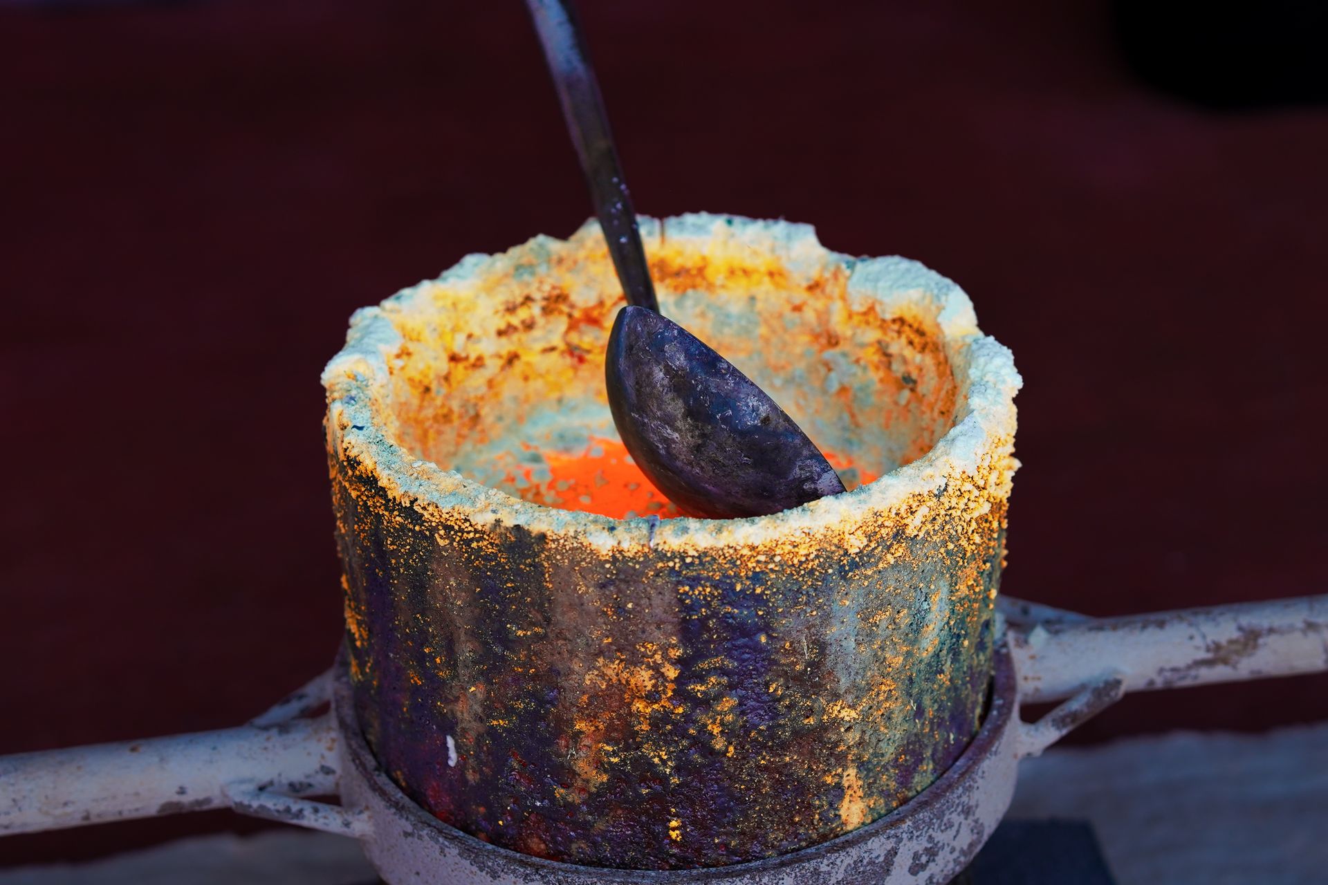 Molten metal being cast for jewellery manufacturing